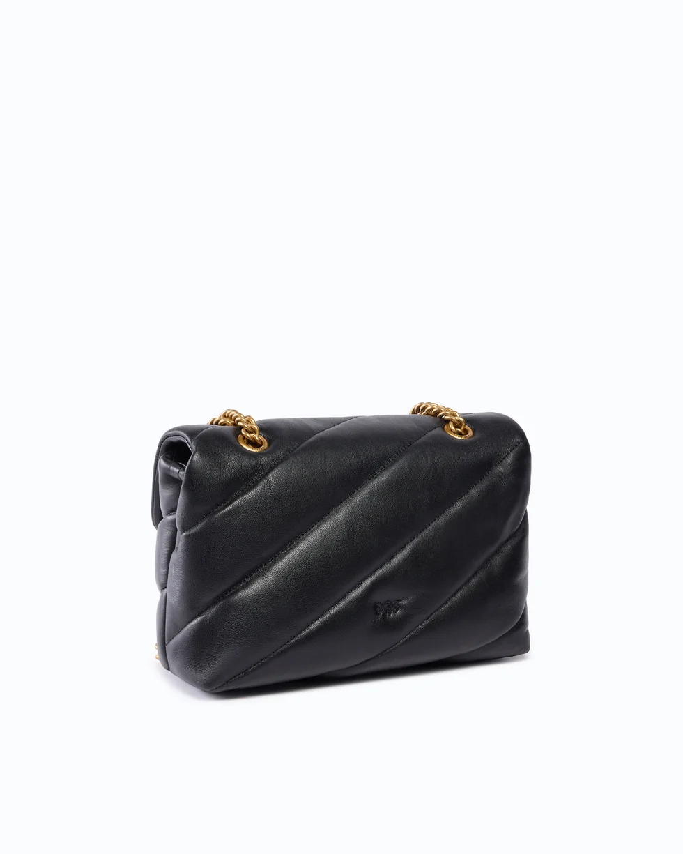 Borsa media a tracolla Love Bag Puff Maxi Quilt New Buckle 107616A0F2 Z99Q PINKO Nero-antique gold 