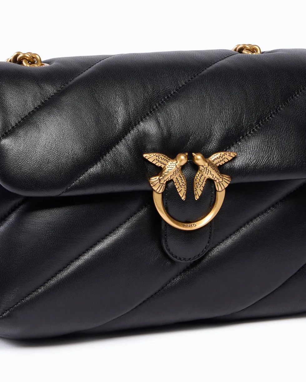 Borsa media a tracolla Love Bag Puff Maxi Quilt New Buckle 107616A0F2 Z99Q PINKO Nero-antique gold 