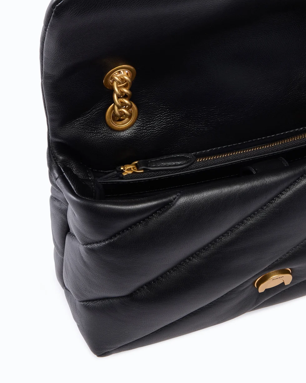 Borsa media a tracolla Love Bag Puff Maxi Quilt New Buckle 107616A0F2 Z99Q PINKO Nero-antique gold 