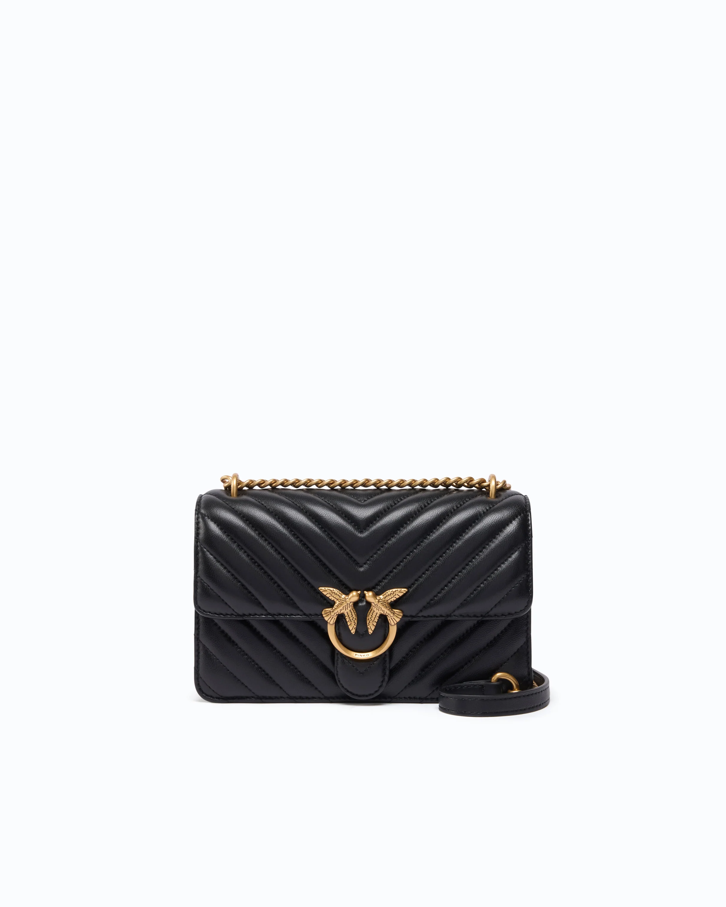 Borsa piccola a tracolla Love Bag One Chevron New Buckle 107620A0GK Z99Q PINKO Nero-antique gold 