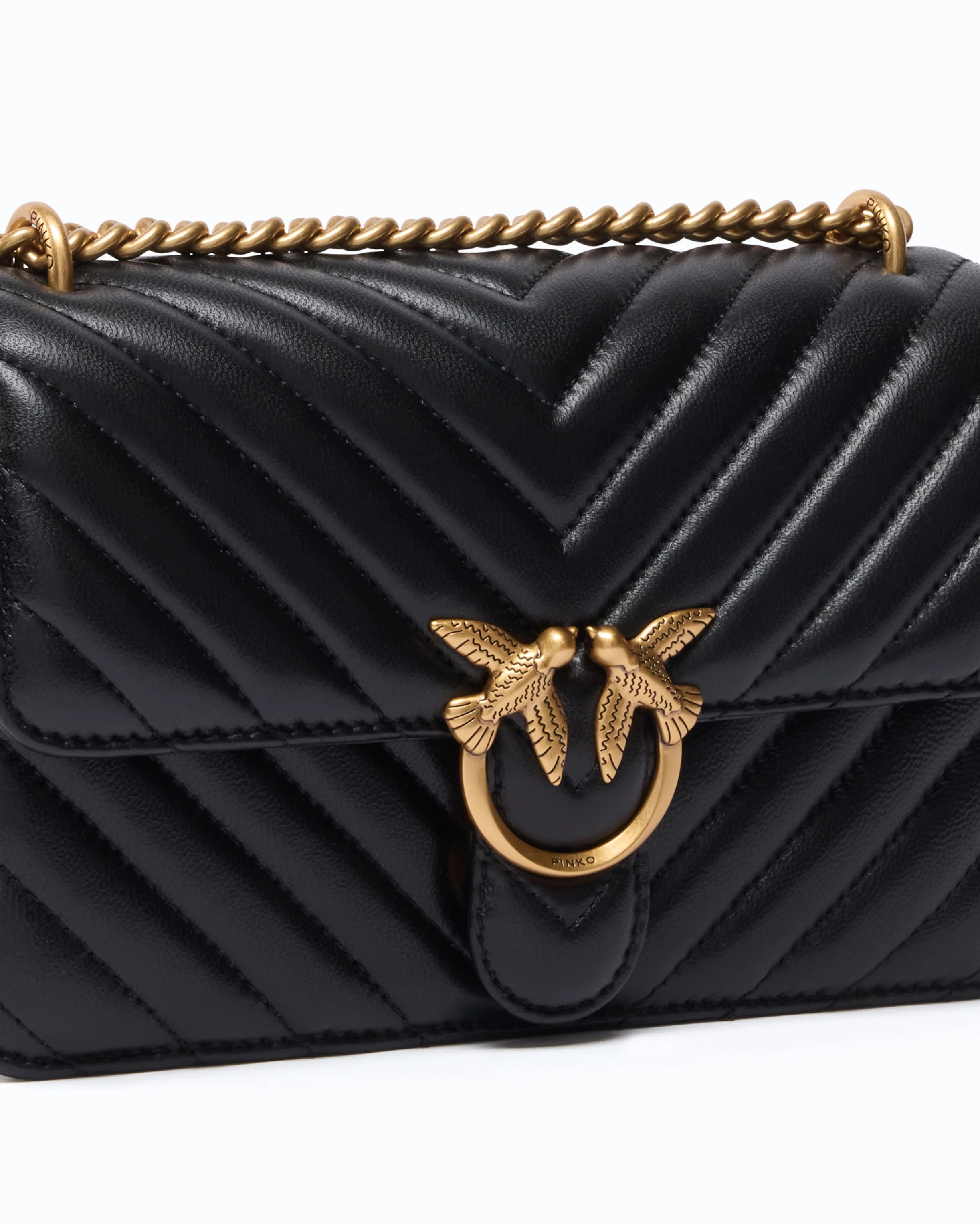 Borsa piccola a tracolla Love Bag One Chevron New Buckle 107620A0GK Z99Q PINKO Nero-antique gold 