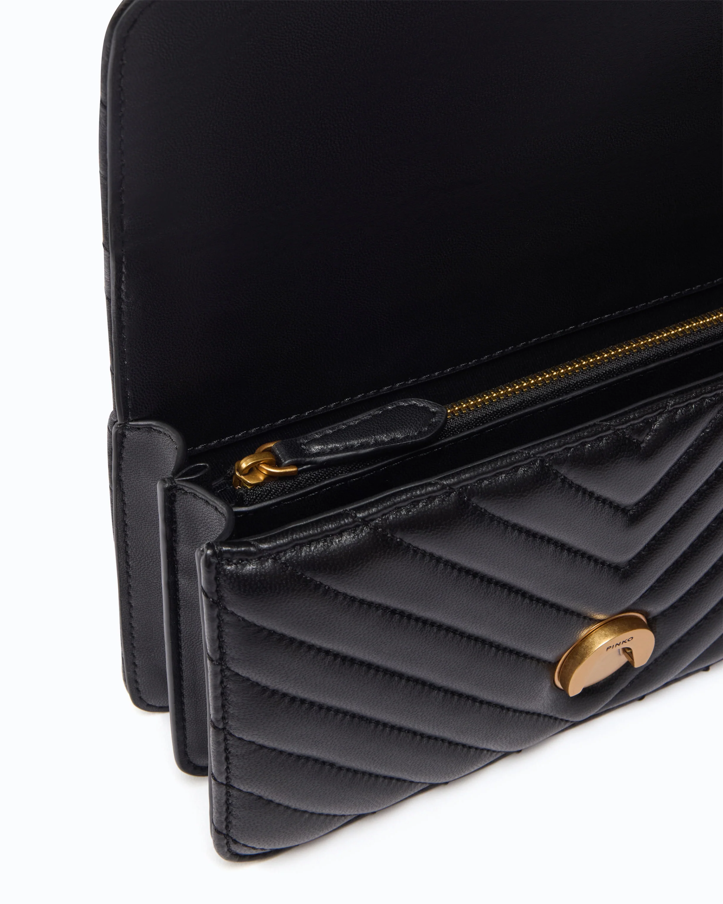 Borsa piccola a tracolla Love Bag One Chevron New Buckle 107620A0GK Z99Q PINKO Nero-antique gold 