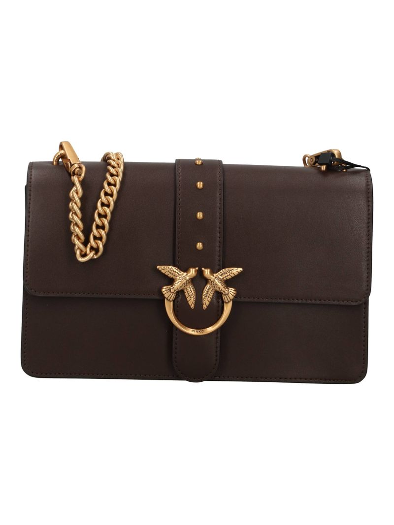 Borsa a mano media Love Bag One in pelle New Buckle 107621A0F1 M12Q PINKO Marrone-mascara antique 