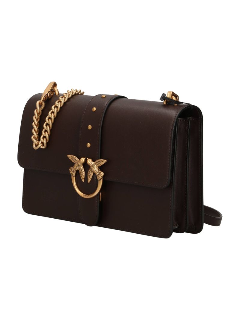Borsa a mano media Love Bag One in pelle New Buckle 107621A0F1 M12Q PINKO Marrone-mascara antique 
