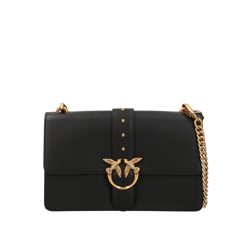 Borsa a mano media Love Bag One in pelle New Buckle 107621A0F1 Z99Q PINKO Nero-antique gold 