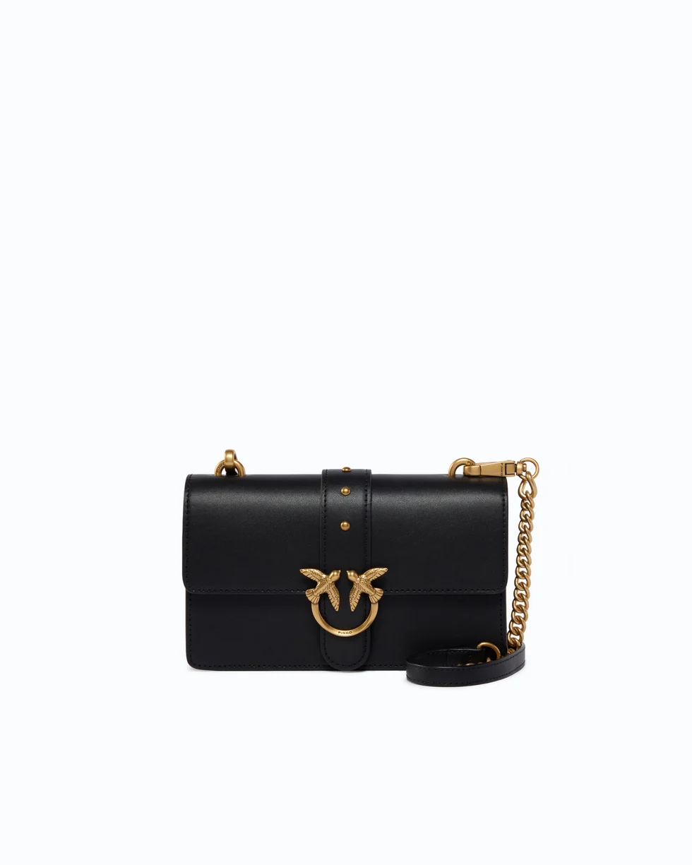 Borsa a tracolla piccola Love Bag One in pelle New Buckle 107622A0F1 Z99Q PINKO Nero-antique gold 