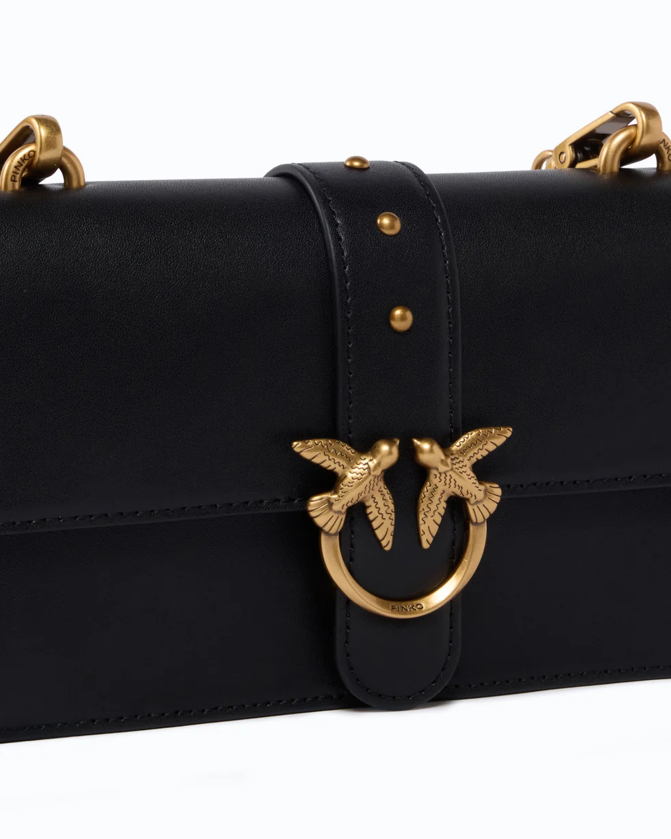 Borsa a tracolla piccola Love Bag One in pelle New Buckle 107622A0F1 Z99Q PINKO Nero-antique gold 