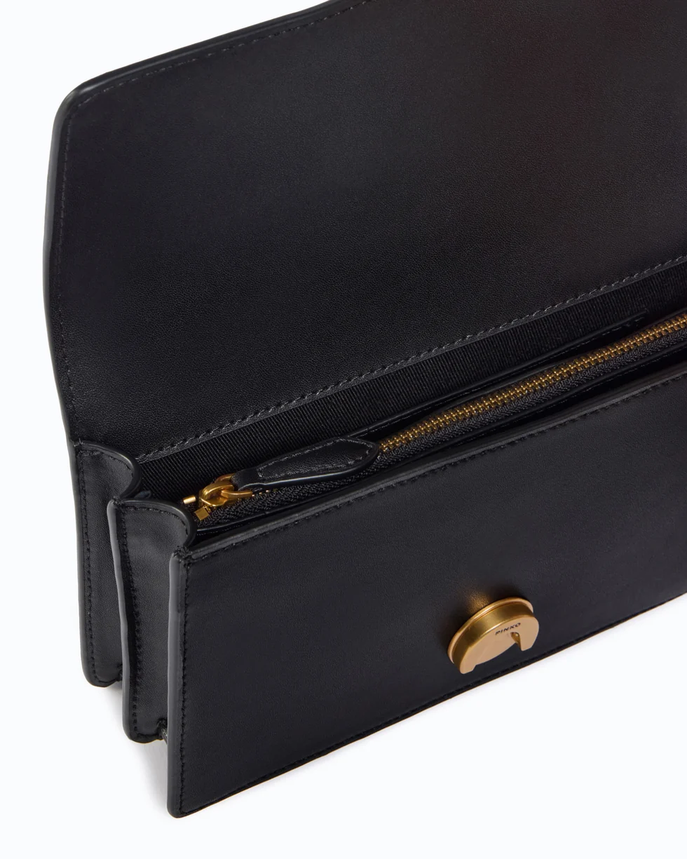 Borsa a tracolla piccola Love Bag One in pelle New Buckle 107622A0F1 Z99Q PINKO Nero-antique gold 