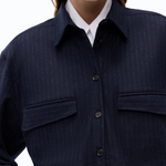 Camicia cropped gessata 107707A3MC EI1 PINKO Blu/grigio 