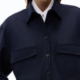 Camicia cropped gessata 107707A3MC EI1 PINKO Blu/grigio 