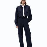 Camicia cropped gessata 107707A3MC EI1 PINKO Blu/grigio 