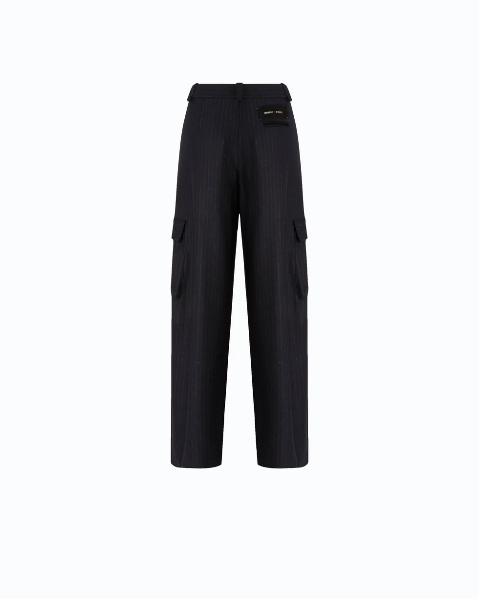 Pantaloni gessati con tasche cargo 107708A3MC EL1 PINKO Blu/grigio 