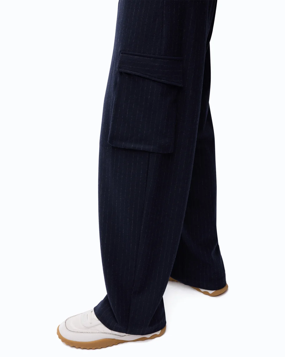 Pantaloni gessati con tasche cargo 107708A3MC EL1 PINKO Blu/grigio 