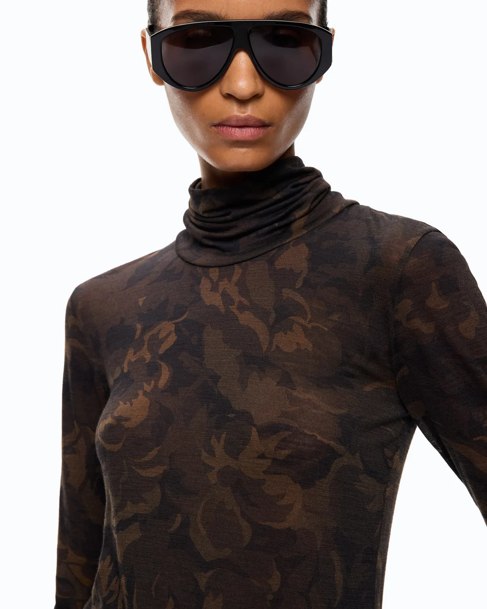 Dolcevita con stampa camouflage floreale 107735A3MT SD3 PINKO Mult.verde/nero 