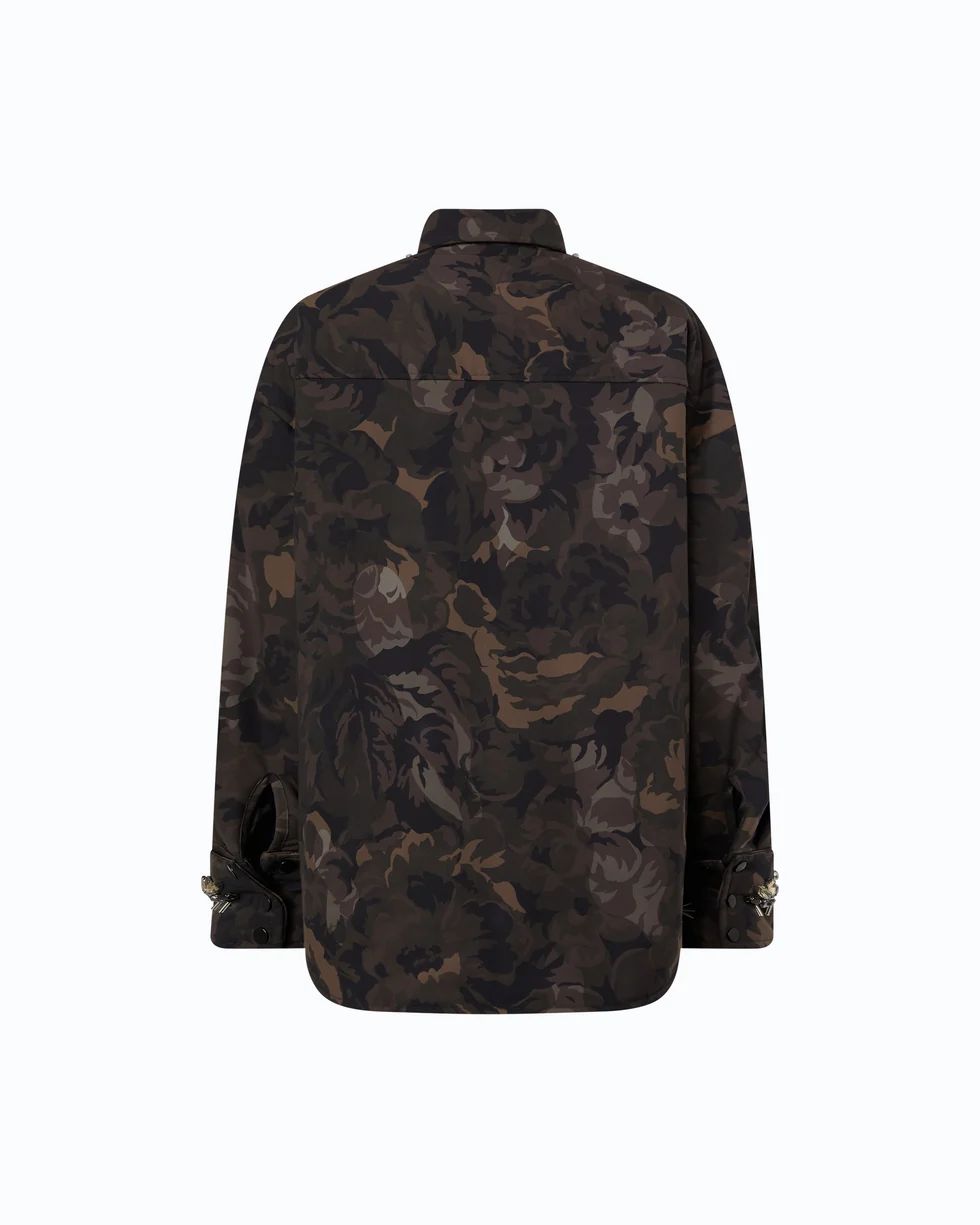 Overshirt in tela tecnica con stampa camouflage floreale 107916A3LY SD3 PINKO Mult.verde/nero 