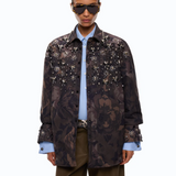 Overshirt in tela tecnica con stampa camouflage floreale 107916A3LY SD3 PINKO Mult.verde/nero 