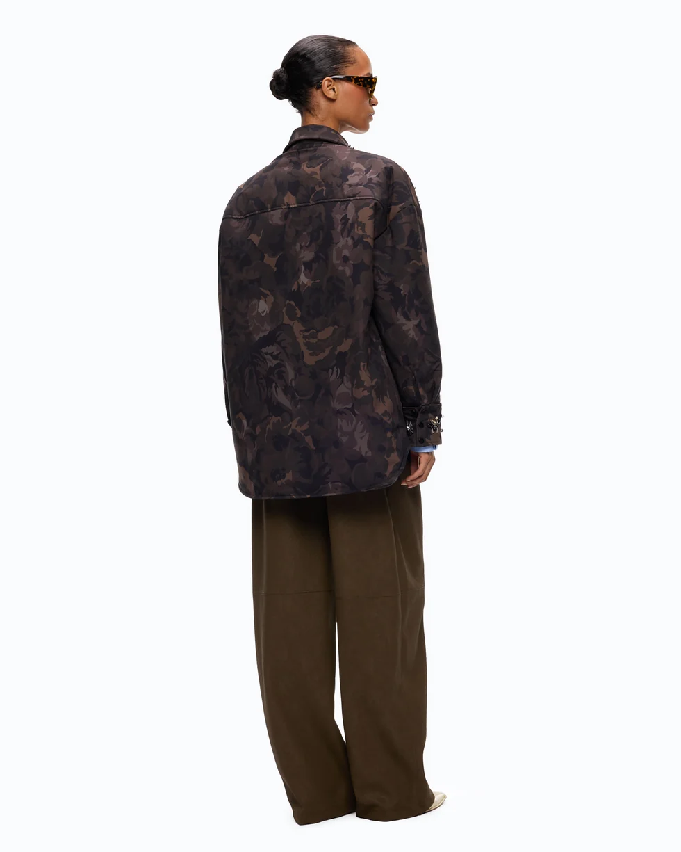Overshirt in tela tecnica con stampa camouflage floreale 107916A3LY SD3 PINKO Mult.verde/nero 