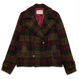 Peacoat in lana fantasia check RND398 CU45 XXXX C0788 ROY ROGER'S Brown 