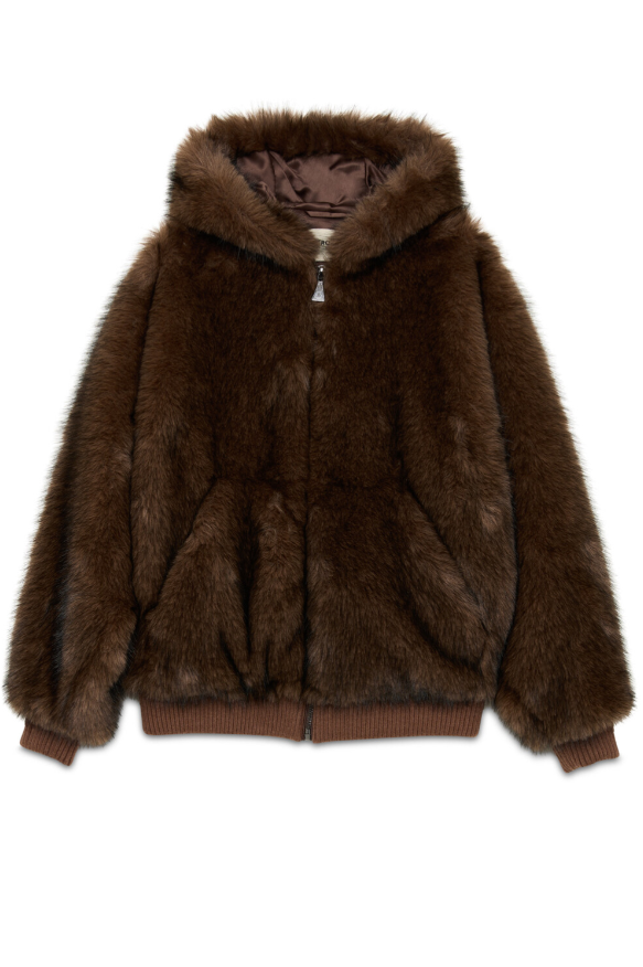 Bomber con cappuccio in ecopelliccia RND90446 CT03 XXXX C0107 ROY ROGER'S Brown 