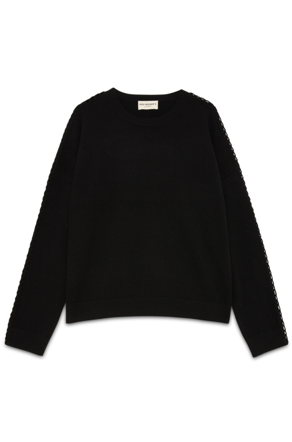 Maglia girocollo con applicazioni RND90413 CV03 XXXX C0020 ROY ROGER'S Black 