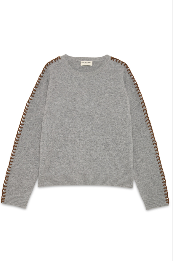 Maglia girocollo con applicazioni RND90413 CV03 XXXX C0734 ROY ROGER'S Grey 