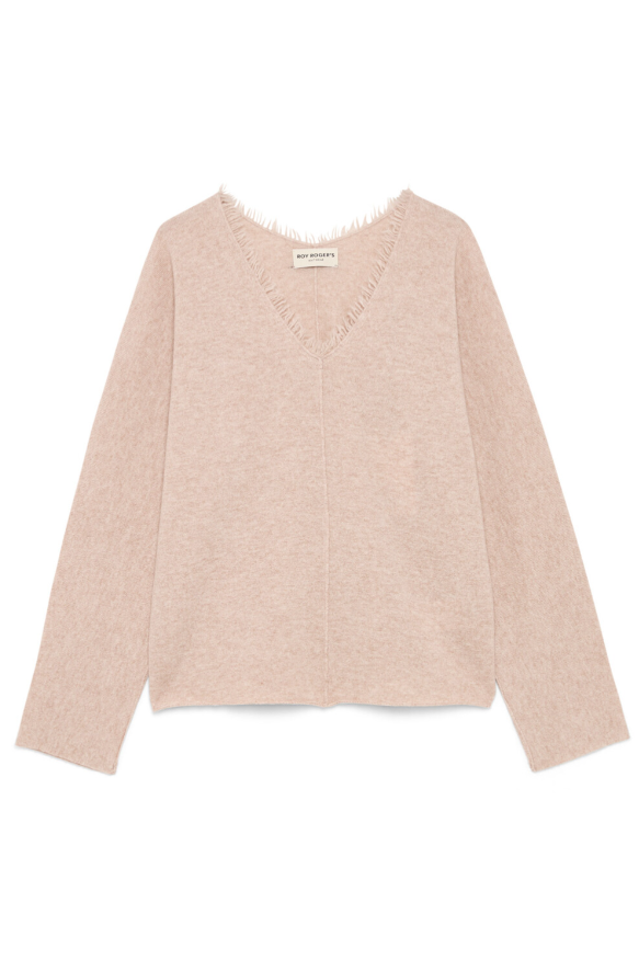 Maglia scollo a V in lana RND90416 CV60 XXXX C0005 ROY ROGER'S Beige 