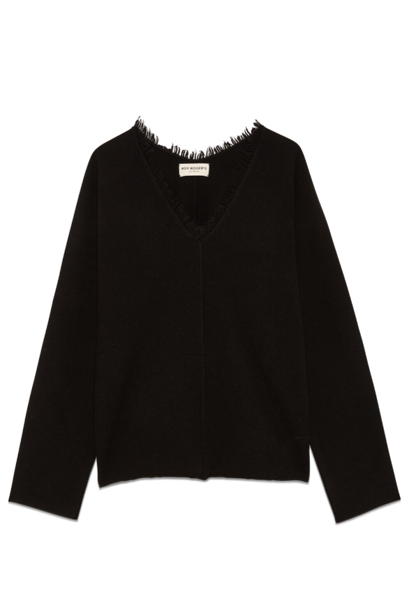 Maglia scollo a V in lana RND90416 CV60 XXXX C0020 ROY ROGER'S Black 