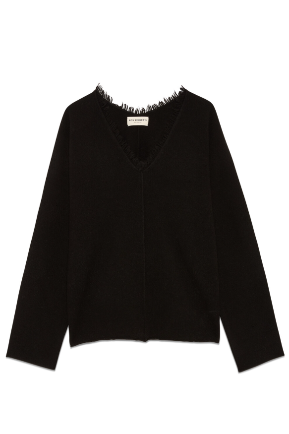 Maglia scollo a V in lana RND90416 CV60 XXXX C0020 ROY ROGER'S Black 