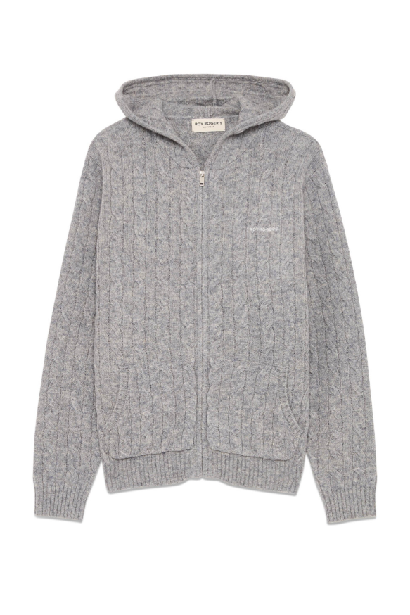 Maglia in lana con zip e cappuccio RND90424 CV60 XXXX C0094 ROY ROGER'S Grey 