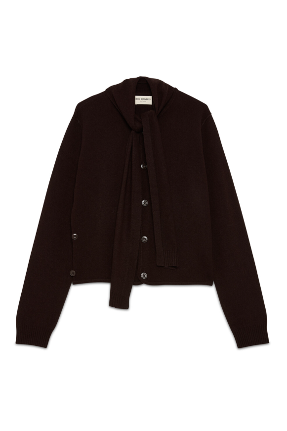Cardigan in lana merinos RND90428 CV60 C0241 ROY ROGER'S Brown 