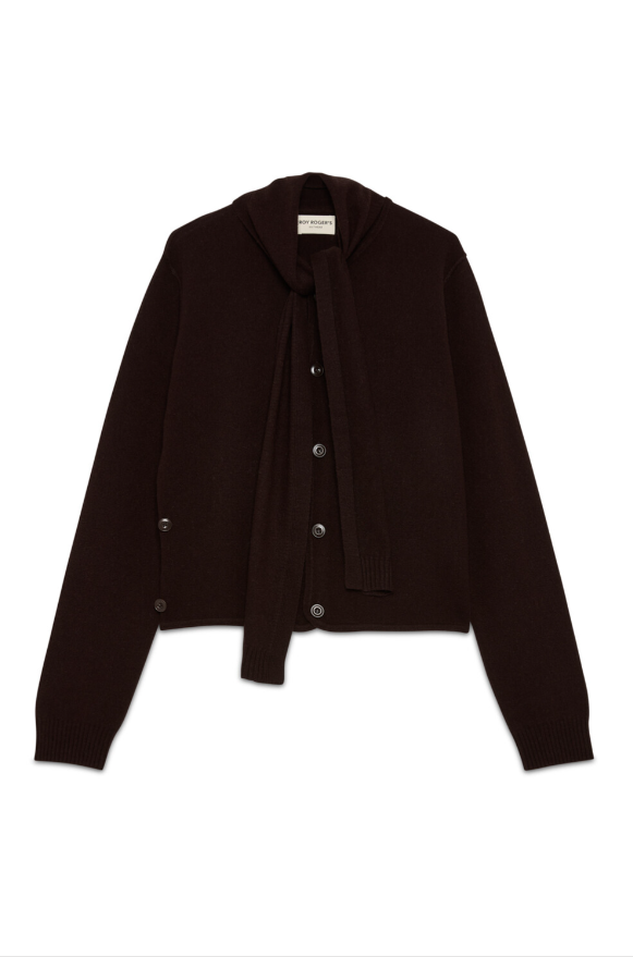 Cardigan in lana merinos RND90428 CV60 C0241 ROY ROGER'S Brown 