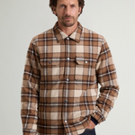 Giacca a camicia Alaskan Check imbottita in misto lana italiana riciclata CFWOOS2018MBUT3046 7449 WOOLRICH Dark camel check 