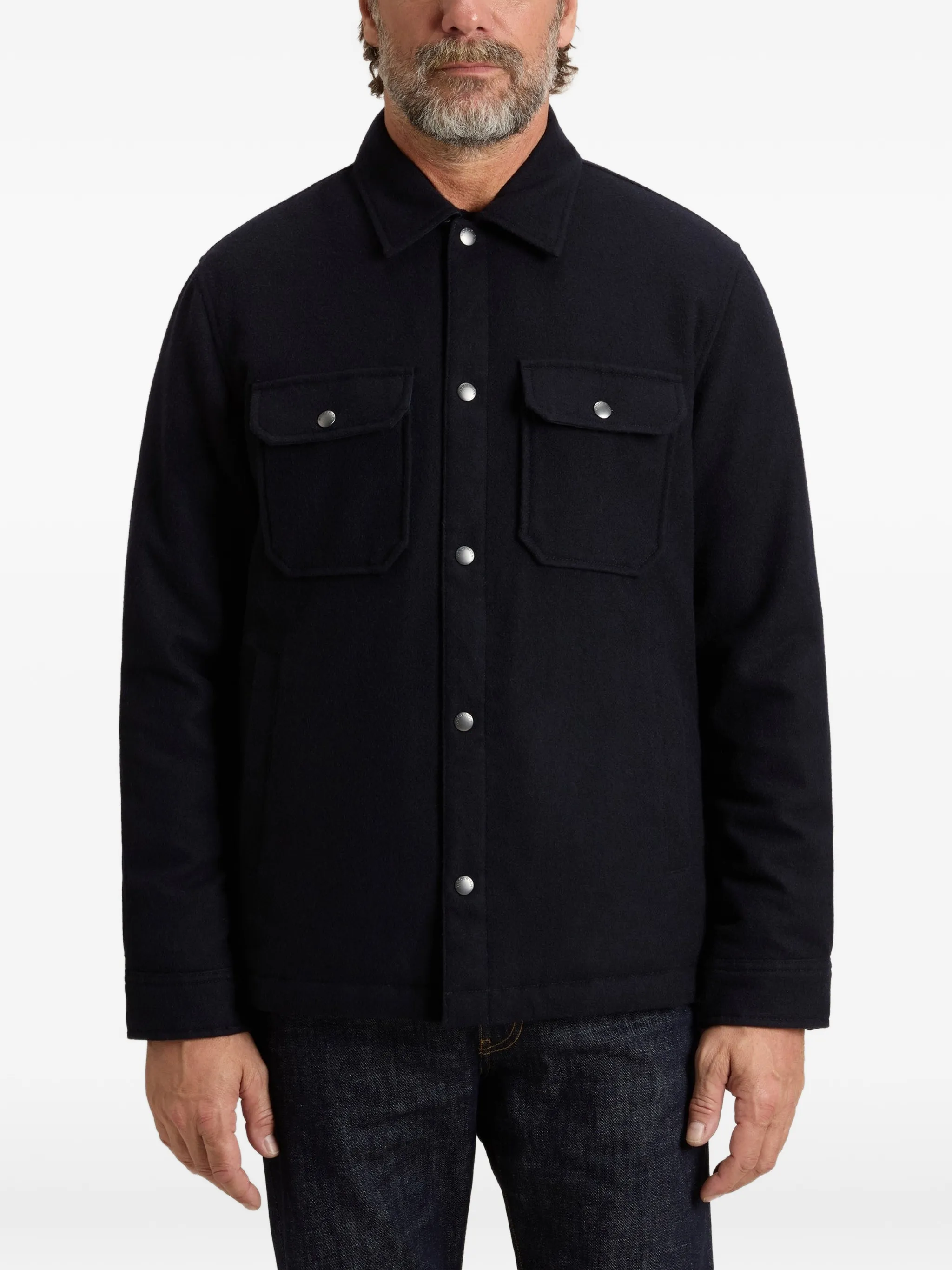 Overshirt in lana CFWOOS2045MBUT3190 3989 WOOLRICH Melton blue 