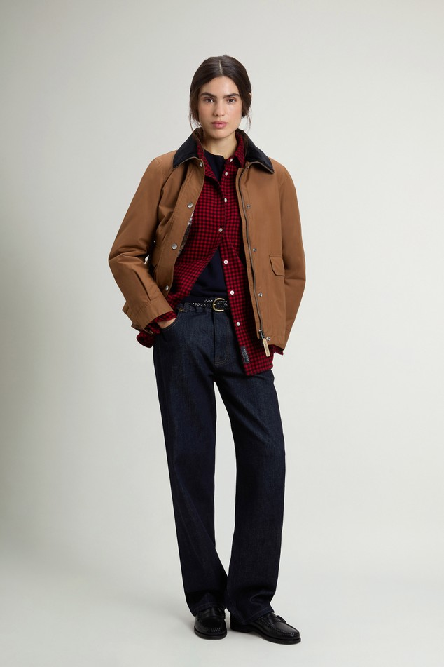 Giacca in misto cotone cerato CFWWOU2206FRUT5314 7456 WOOLRICH Waxed bison 