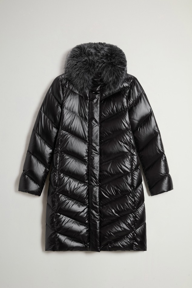 Parka trapuntato in nylon lucido con pelliccia removibile CFWWOU2233FRUT5453 100 WOOLRICH Black 