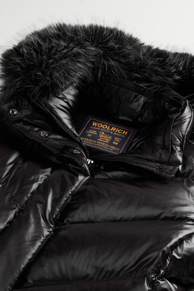 Parka trapuntato in nylon lucido con pelliccia removibile CFWWOU2233FRUT5453 100 WOOLRICH Black 