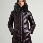 Parka trapuntato in nylon lucido con pelliccia removibile CFWWOU2233FRUT5453 100 WOOLRICH Black 