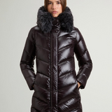 Parka trapuntato in nylon lucido con pelliccia removibile CFWWOU2233FRUT5453 100 WOOLRICH Black 