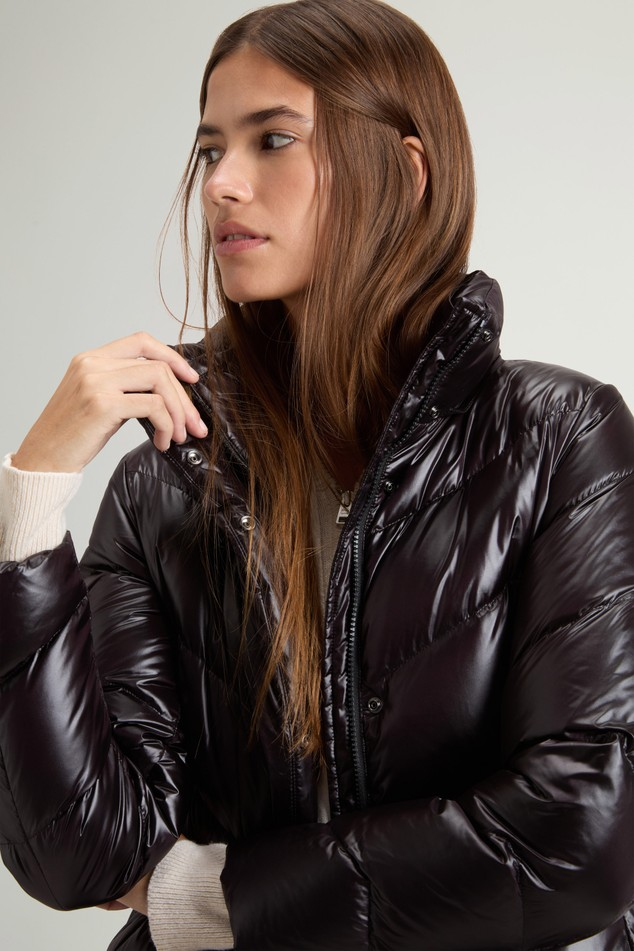 Parka trapuntato in nylon lucido con pelliccia removibile CFWWOU2233FRUT5453 100 WOOLRICH Black 