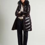 Parka trapuntato in nylon lucido con pelliccia removibile CFWWOU2233FRUT5453 100 WOOLRICH Black 
