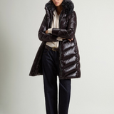 Parka trapuntato in nylon lucido con pelliccia removibile CFWWOU2233FRUT5453 100 WOOLRICH Black 