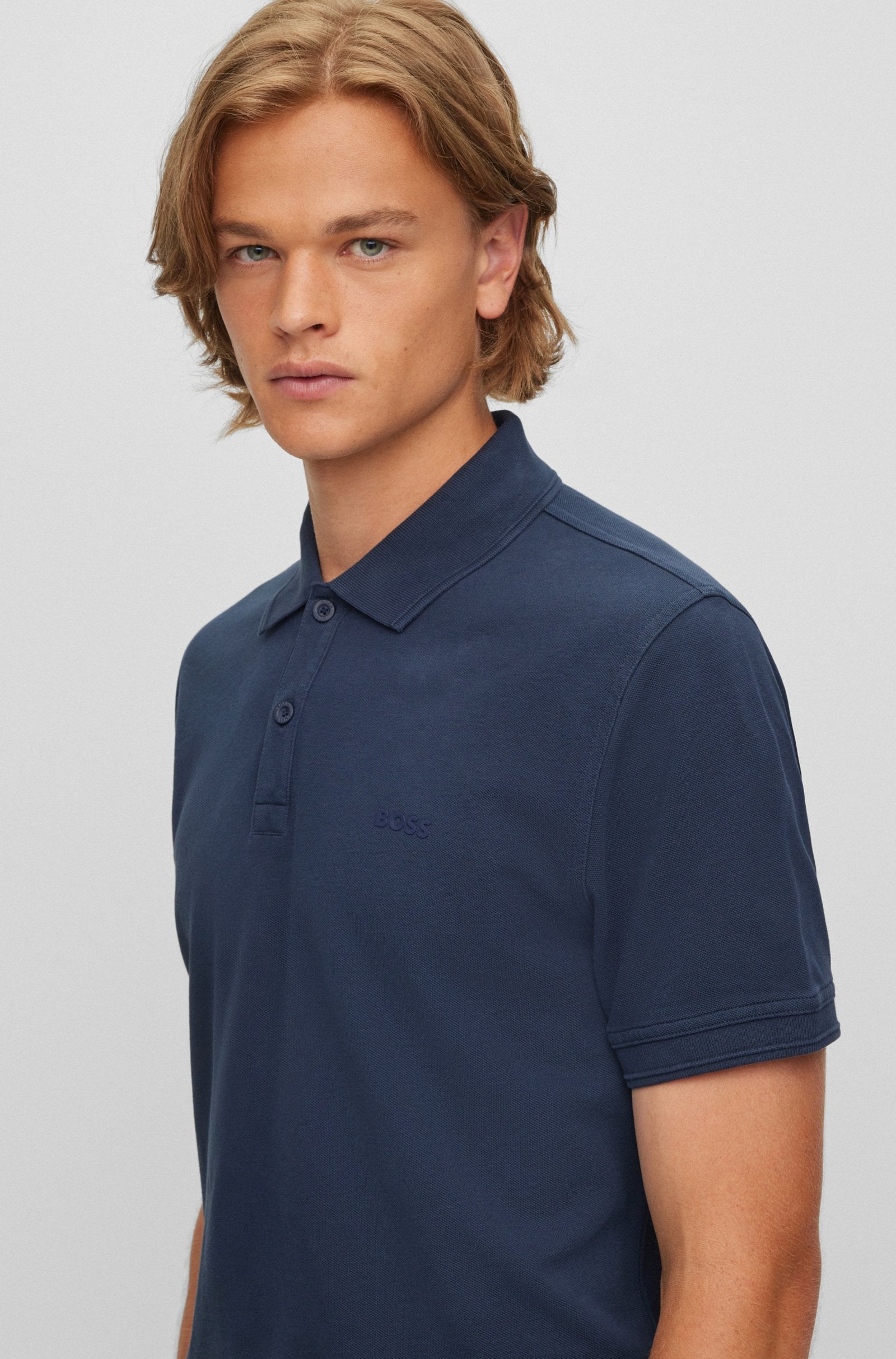 Polo slim fit in piquè di cotone 50468576 10203439 01 402 BOSS Dark blue 
