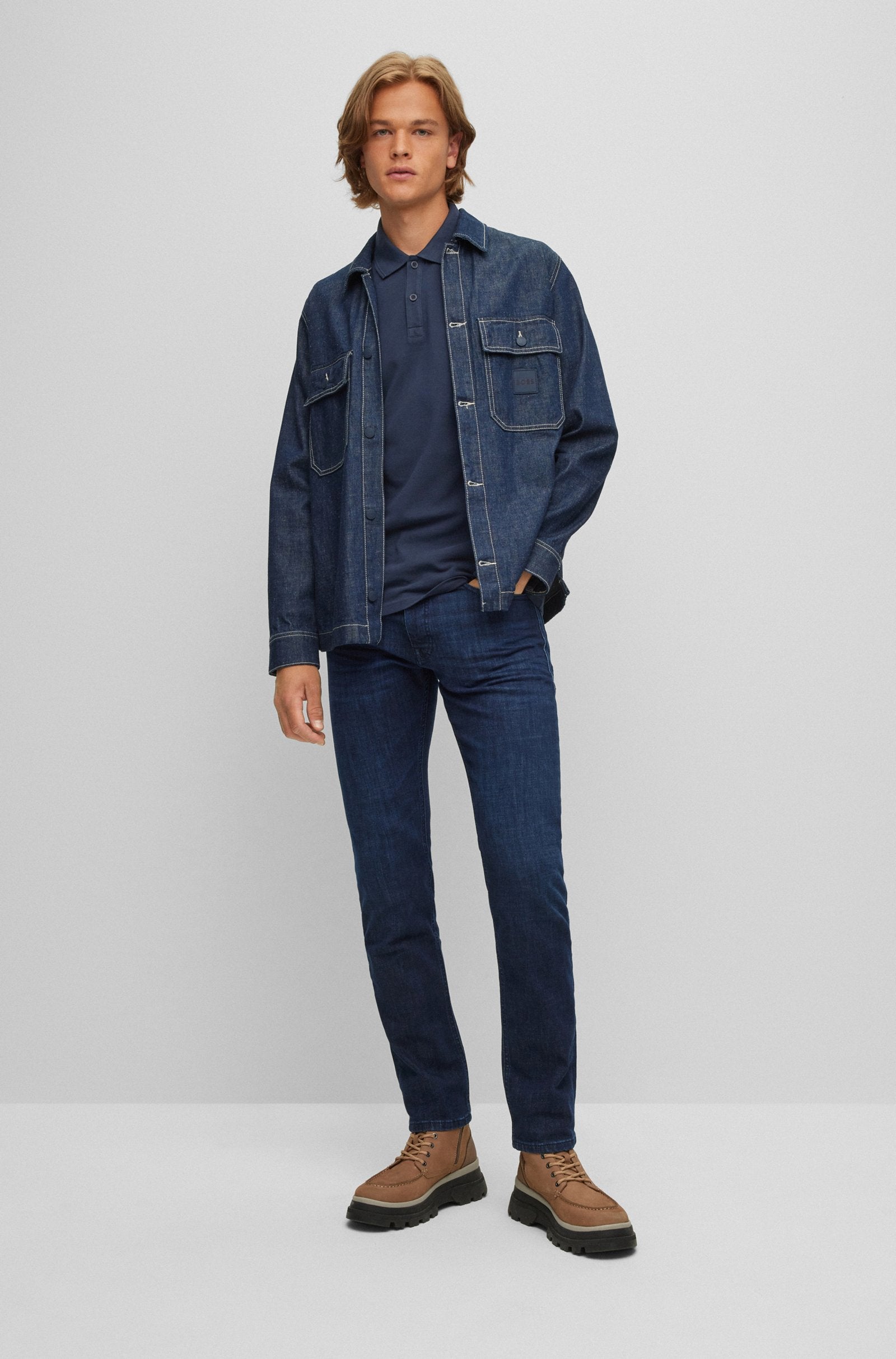 Polo slim fit in piquè di cotone 50468576 10203439 01 402 BOSS Dark blue 