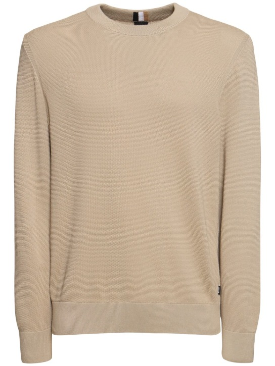 Maglia girocollo in cotone 50506022 10255187 01 255 BOSS Dark beige 