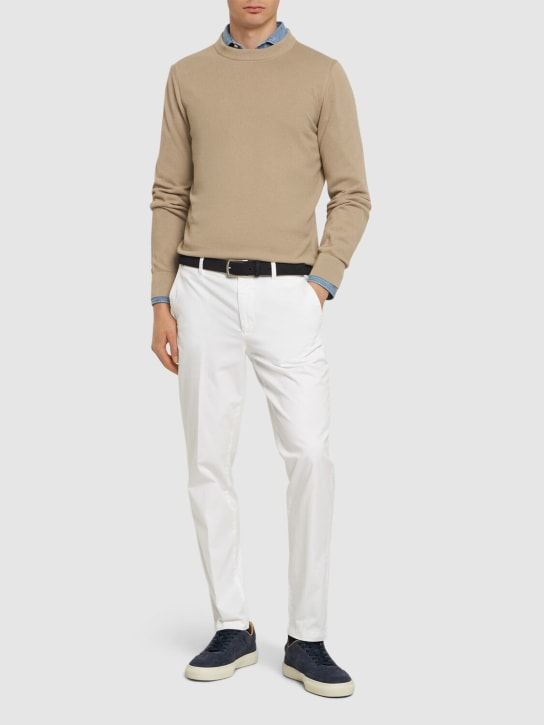 Maglia girocollo in cotone 50506022 10255187 01 255 BOSS Dark beige 