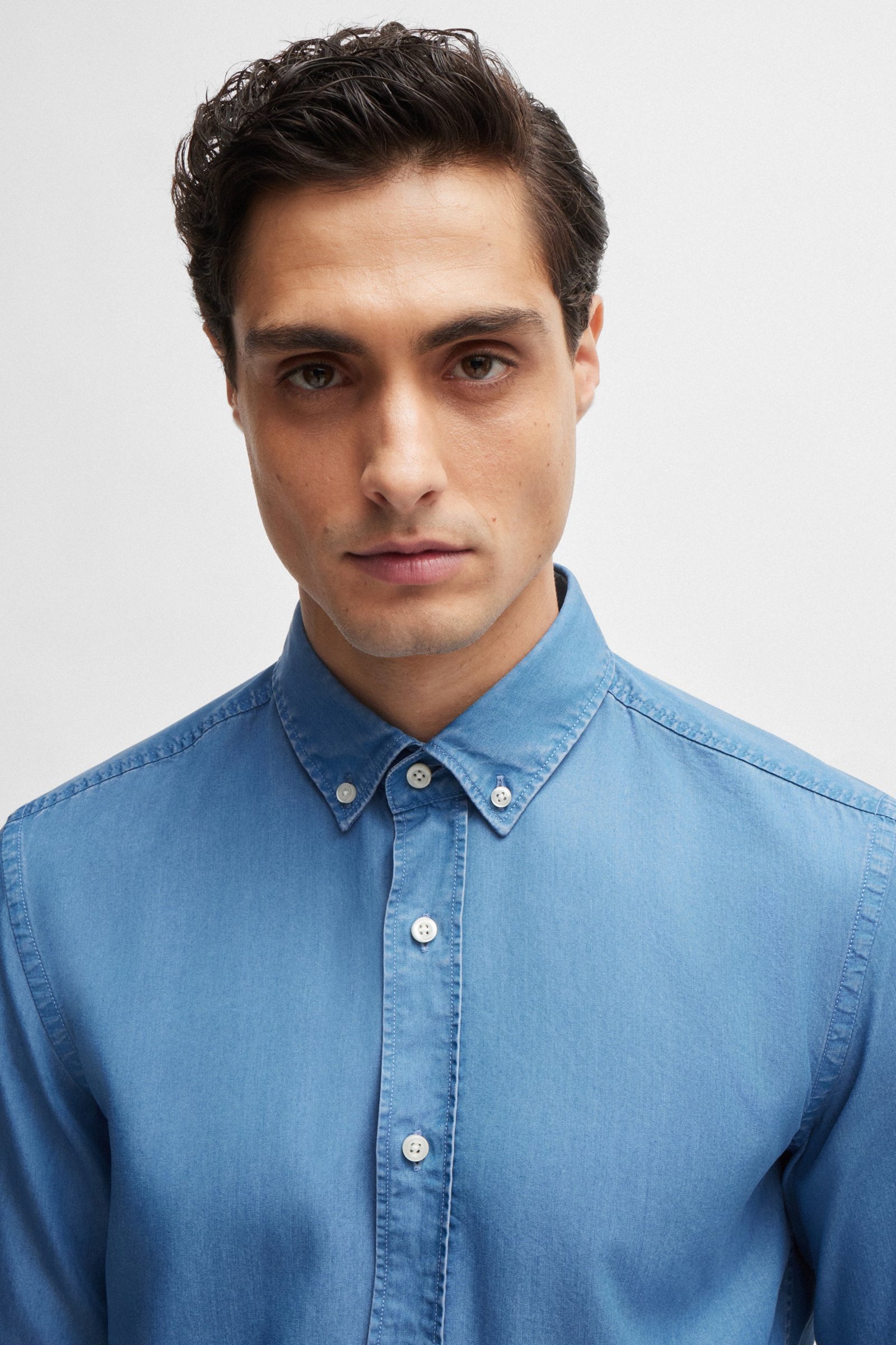 Camicia in denim button down 50513728 10259348 01 437 BOSS Bright blue 