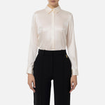 Camicia dritta in raso di seta CA04441E2 193 ELISABETTA FRANCHI Burro 