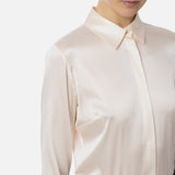 Camicia dritta in raso di seta CA04441E2 193 ELISABETTA FRANCHI Burro 