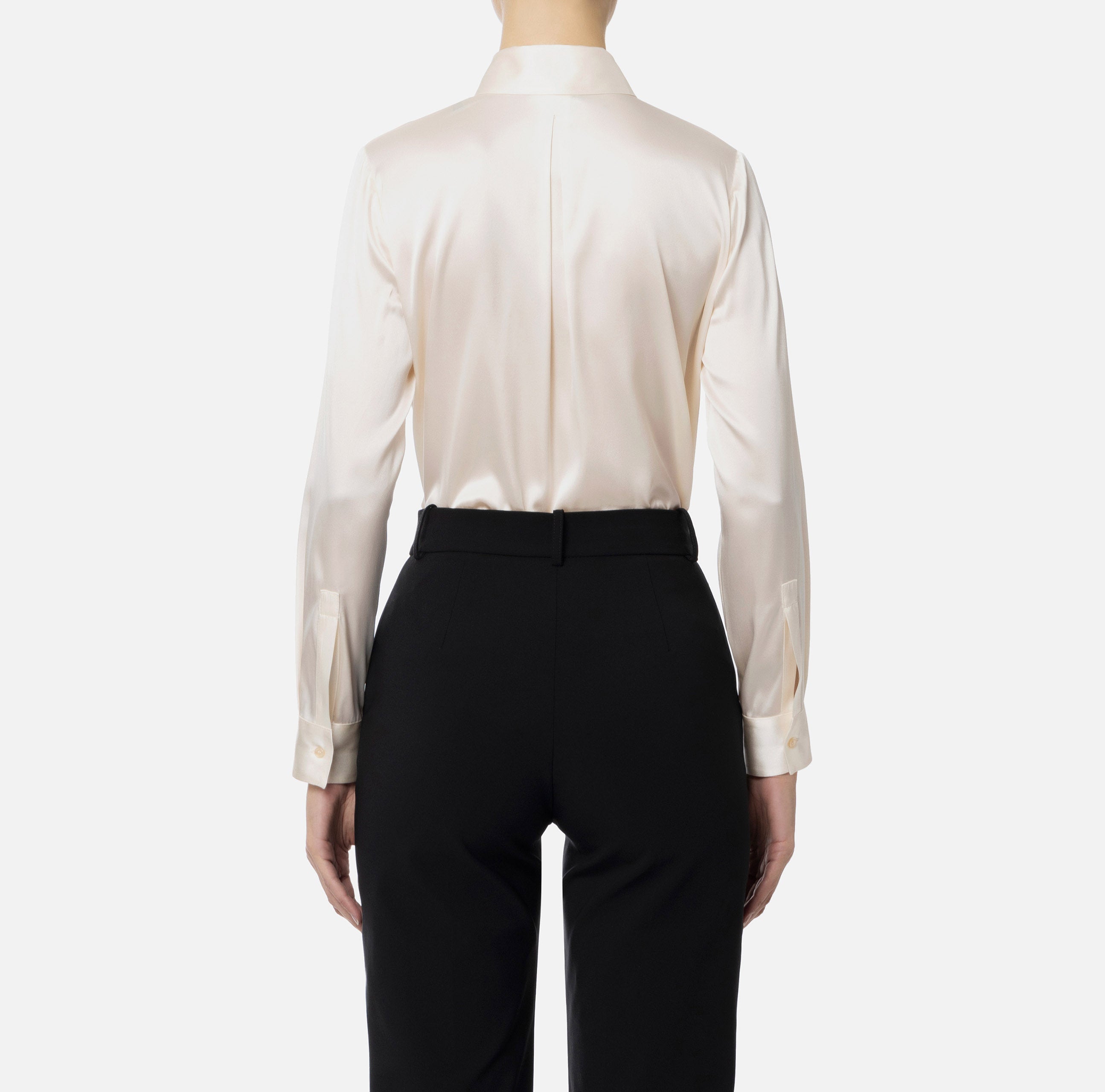 Camicia dritta in raso di seta CA04441E2 193 ELISABETTA FRANCHI Burro 