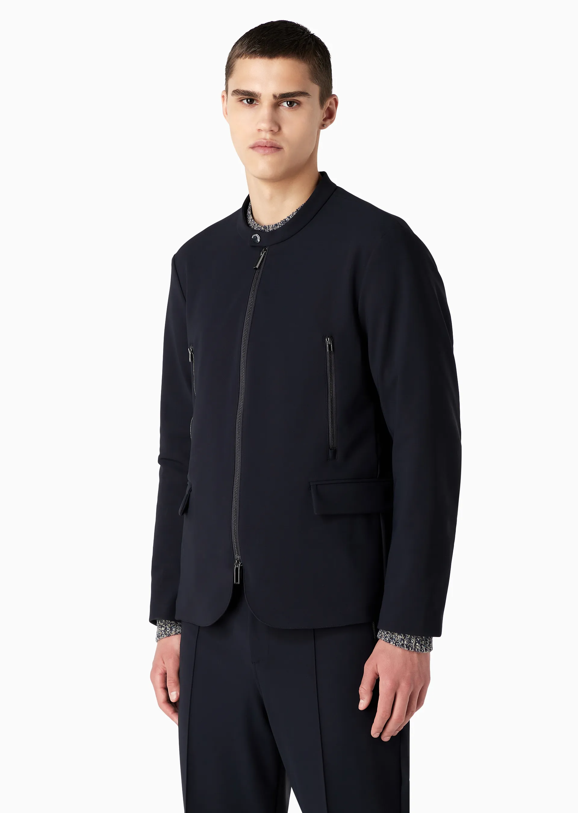 Giacca con zip in tessuto tecnico comfort stretch 6R1G72 1NGMZ 0920 EMPORIO ARMANI Blue navy 